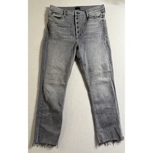 Mother Denim Size 33 The Pixie Dazzler Ankle Fray Digging Up Dirt Button Fly